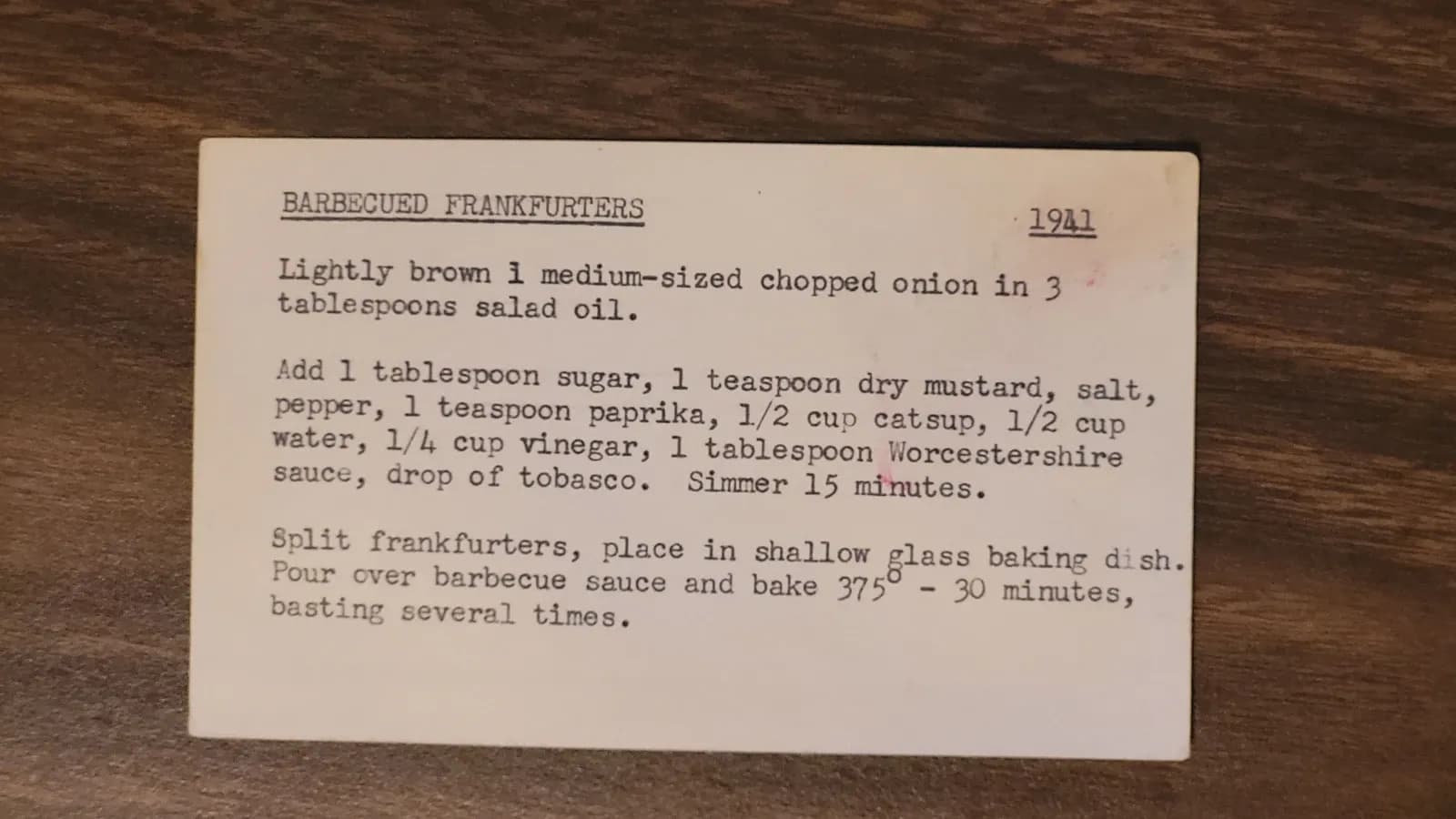 Scan of Barbecued Frankfurters